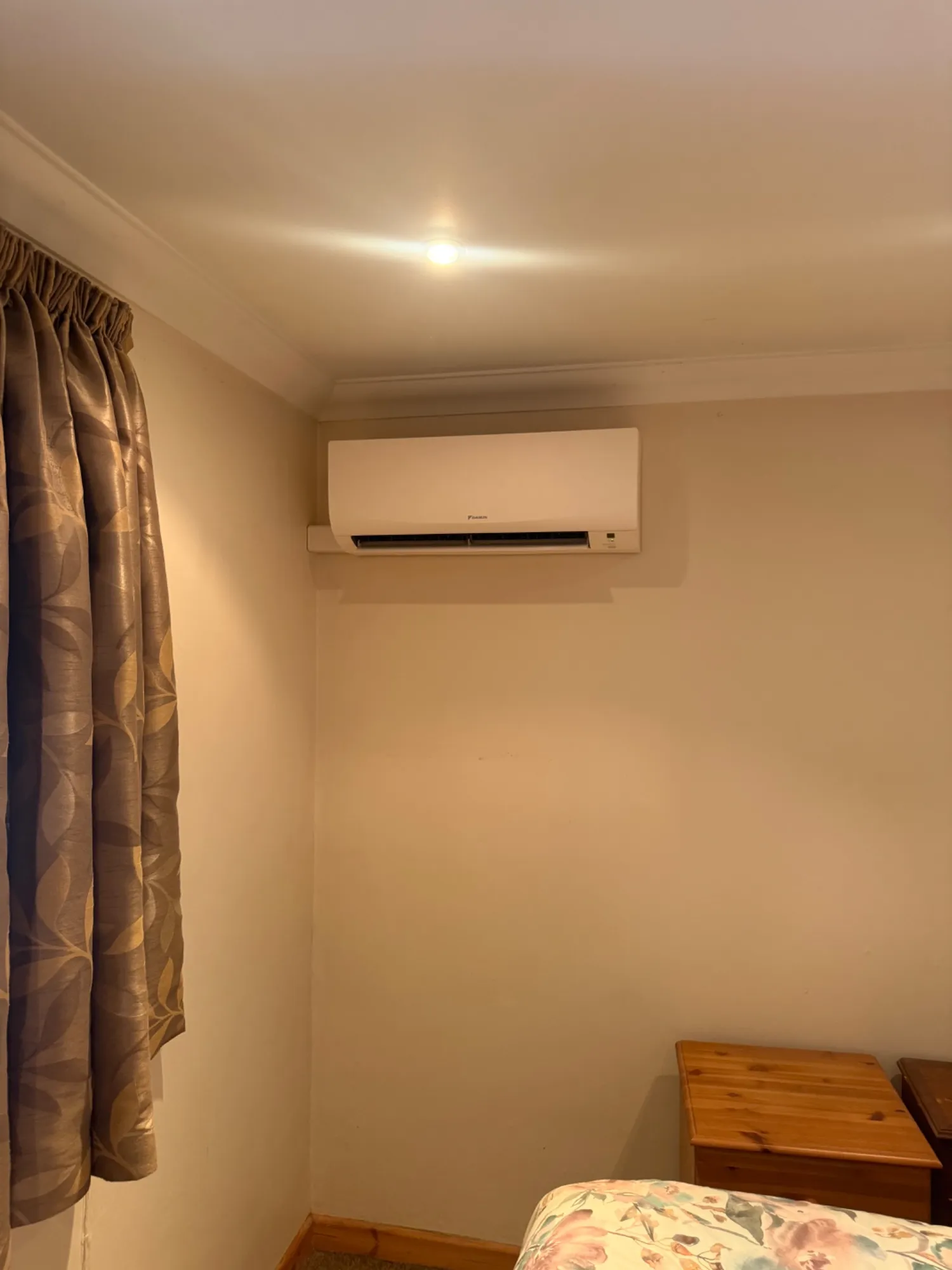 Indoor air conditioning unit in a bedroom in Hythe, Southampton