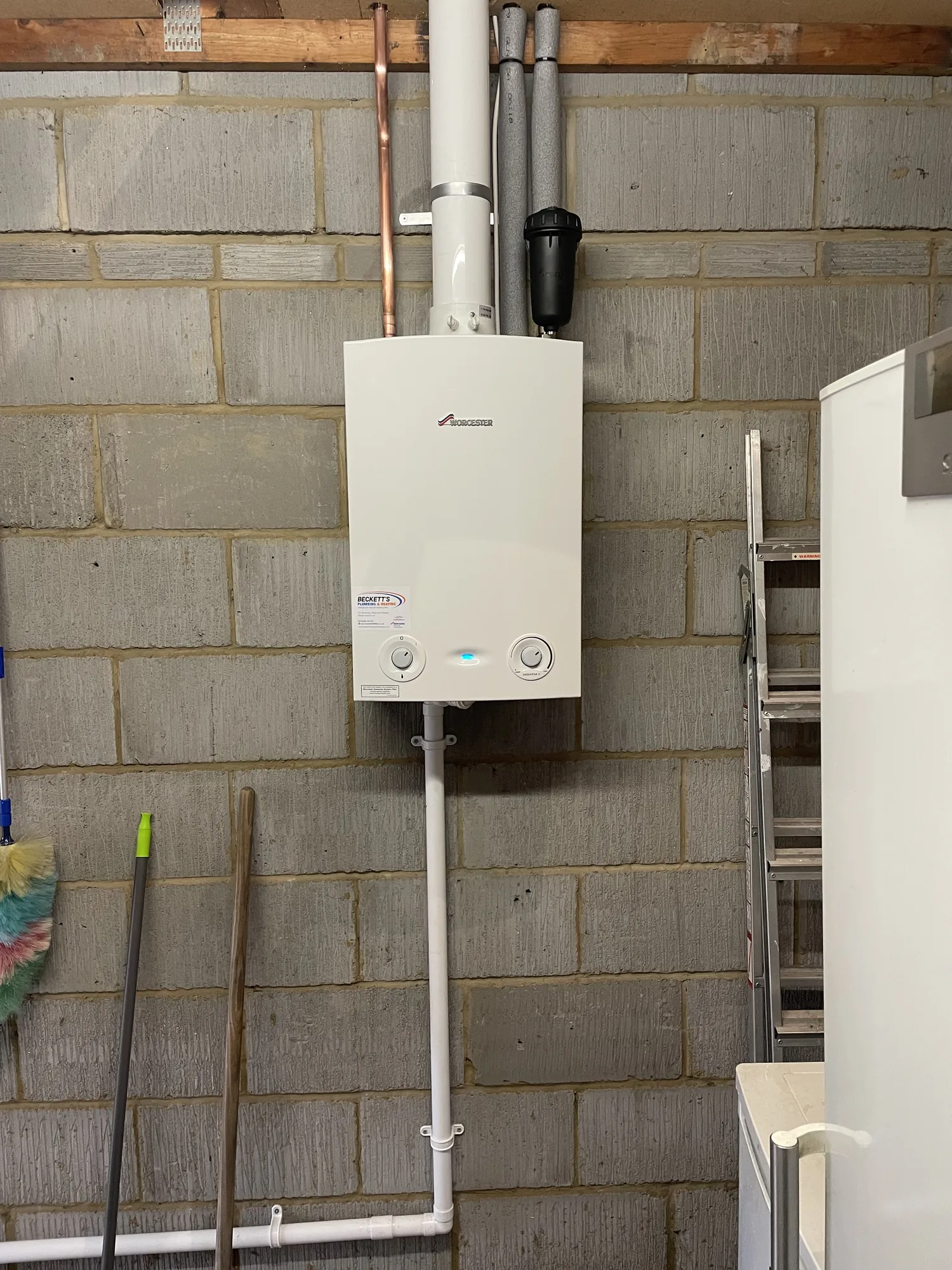 Completed boiler installation ready for commissioning